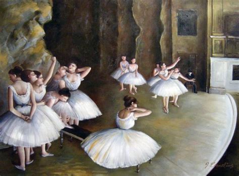 The Ballet Rehearsal On Stage Painting by Edgar Degas Reproduction ...