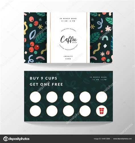 Coffee card, loyalty card for coffee shop with place for collecting ...