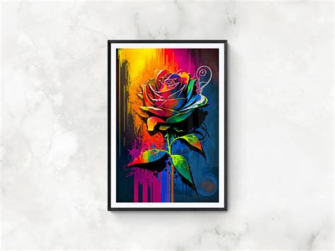 Graffiti Rose Floral Wall Art Streetart Flower Illustration Colorful ...