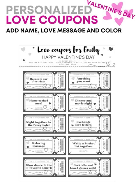 Customizable Love Coupon Book Personalized Coupon Book Valentines Day T Last Minute T