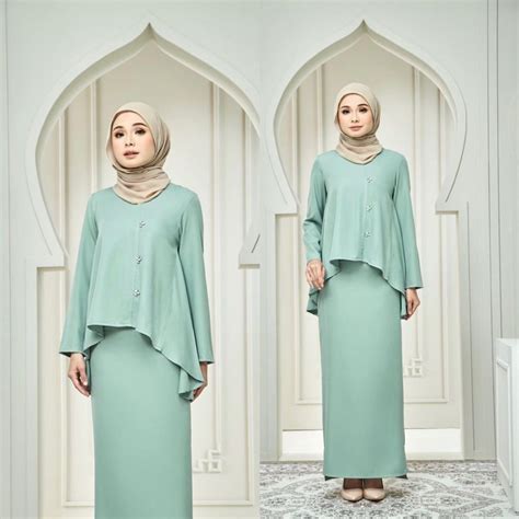 Kurung Anggun Mint Green Women S Fashion Muslimah Fashion Baju