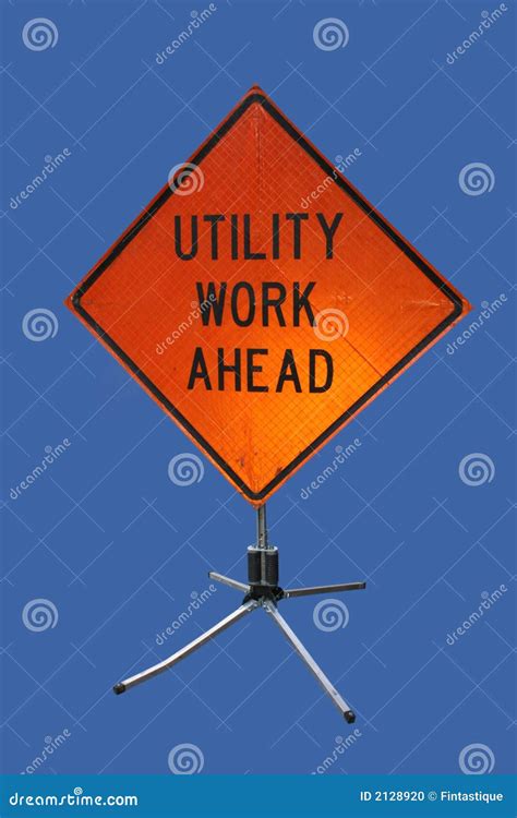 Utility Work Ahead Sign Stock Photo Image 2128920
