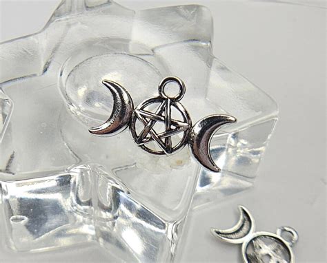 Triple Moon Charm Half Moon Pentagram Pentangle Star Pentagon