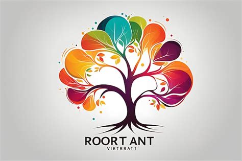 Abstract Vibrant Tree Logo Design Root Vector Premium AI Generated Vector