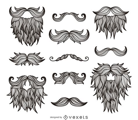 Hipster Moustaches Beards Drawing Vector Download