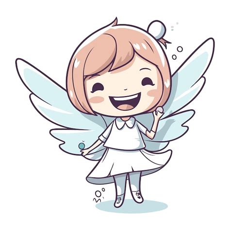 Menina anjo bonita asas ilustração de clip art vetorial Vetor Premium