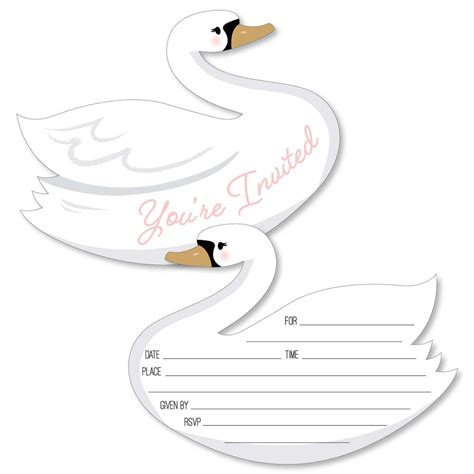 Big Dot Of Happiness Swan Soiree Shaped Fill In Invitations White