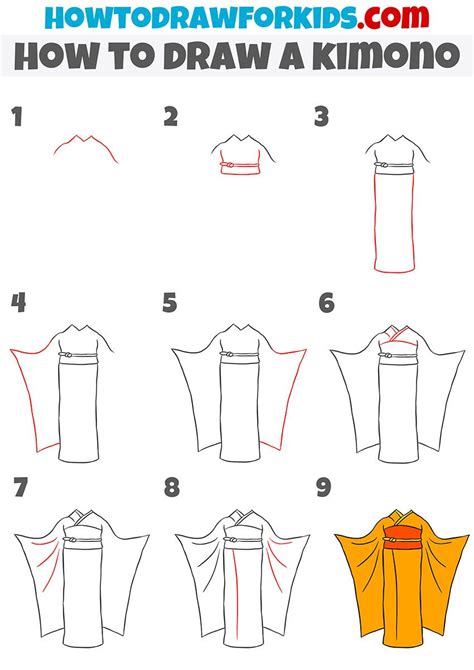 How To Draw A Kimono Step By Step Drawing Clothes Flower Drawing