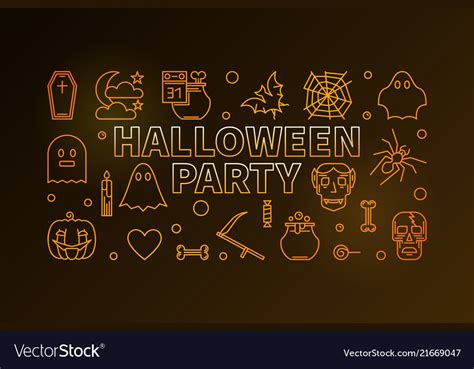 Halloween Party Line Colorful Horizontal Vector Image