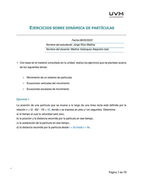 Act Est Tica Actividad Ejercicios Sobre Din Mica De