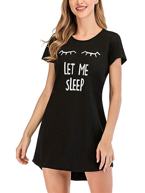 Women Night Gown Sleepwear Cotton Pajamas Woman Short Sleeve Round Neck Sleep Dress Nightshirt