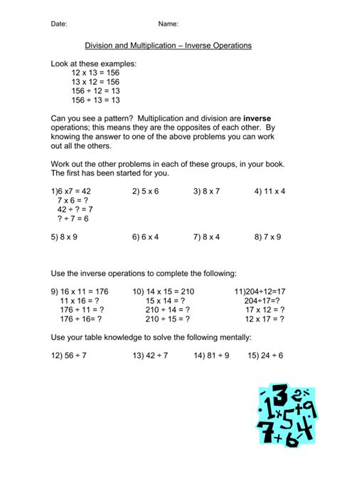 Division And Multiplication Inverse Operations