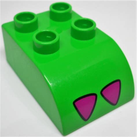 Duplo Brick 2 X 3 With Curved Top With Pink Triangles 2302 Brick