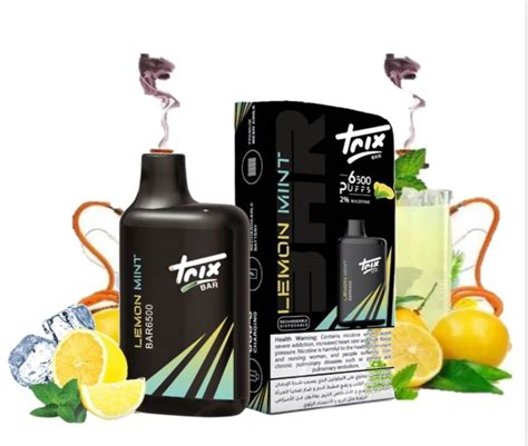 Trix Bar Lemon Mint 6500 Puff Rechargeable Disposable Smirk Vape Shop