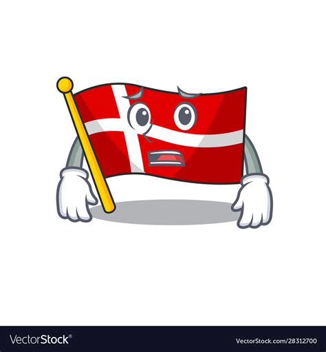 Flag denmark cartoon character showing afraid look