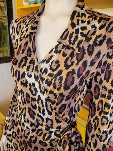 True Vintage 90s Diane Von Furstenberg Leopard 100 Silk Long Slv Wrap