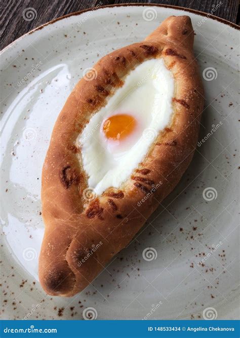 Delicious Georgian Bread With Egg And Cheese Stock Photo Image Of