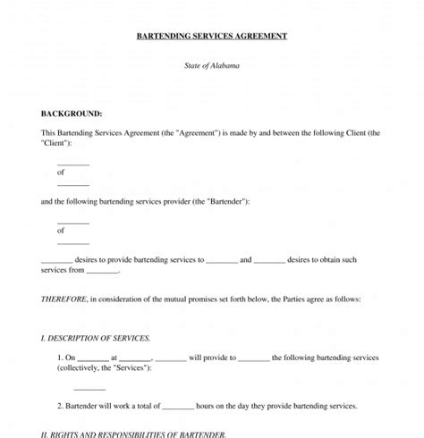 Mobile Bartending Contract Template TUTORE ORG Master Of Documents