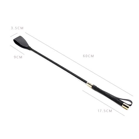 60cm Black Pu Leather Spanking Paddle Long Whip Flirting Slave Bdsm