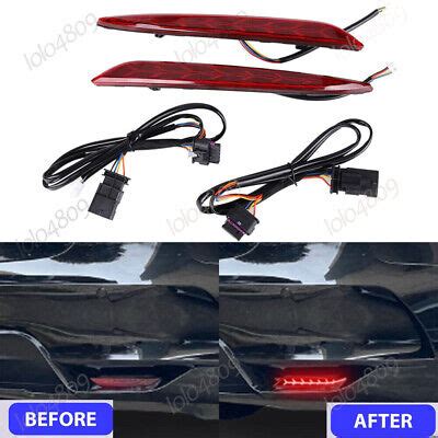 Pair Led Rear Bumper Fog Lamp Brake Light Reflector For Tesla Model