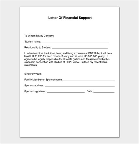 Letter Of Support Request Template