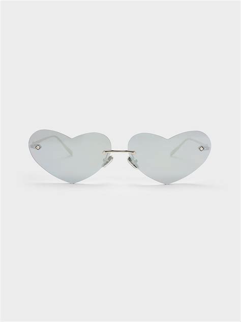 Silver Heart Shaped Cat Eye Sunglasses Charles And Keith Sg