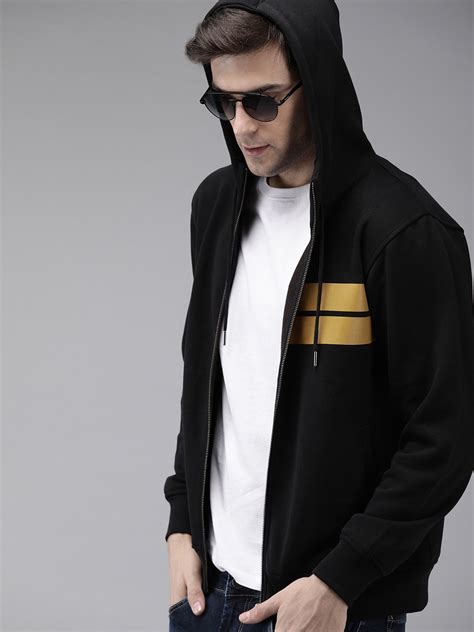 Buy The Roadster Lifestyle Co Men Black Solid Hooded Sweatshirt