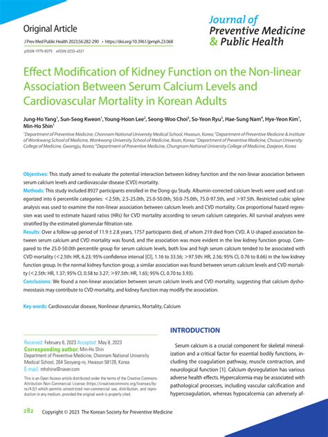 PDF Effect Modification Of Kidney Function On The Non Linear