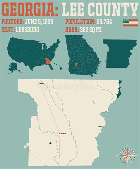 Map Of Lee County In Georgia Stock Vector Illustration Of Roads