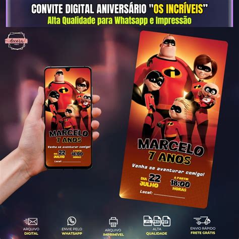 Convite Digital Aniversário os Incríveis Elo7