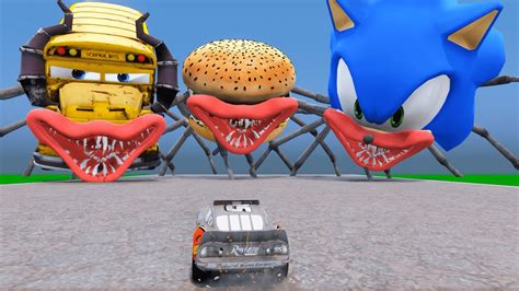 McQueen Vs Spider Buss Eater Burguer Eater Epic Escape From The