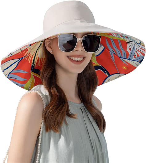 Kukuzhu Women Summer Sun Hat Wide Brim Wired Edge Floral Beach Bucket Hats Reversible Foldable