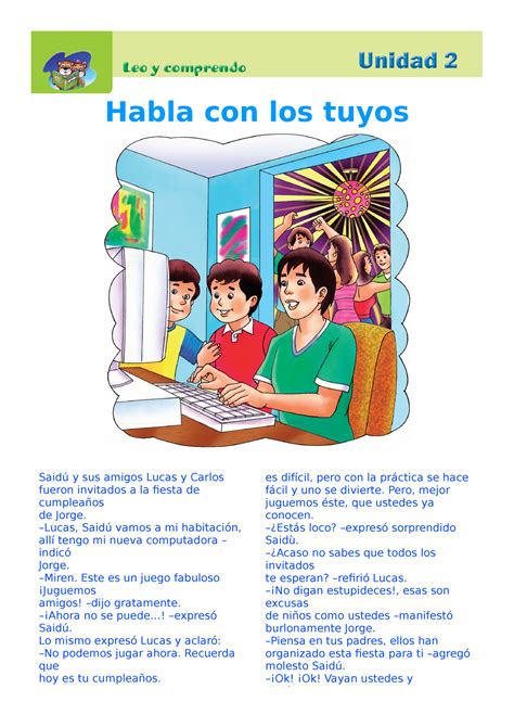 Lectura 02 Habla con los tuyos Saidú y sus amigos Lucas y Carlos