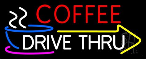 Coffee Drive Thru With Yellow Arrow Led Neon Sign Coffee Neon Signs