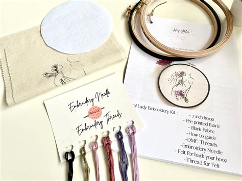 Naked Lady Embroidery Kit Needle Craft Kit Female Hoop Art Feminist Embroidery Floral