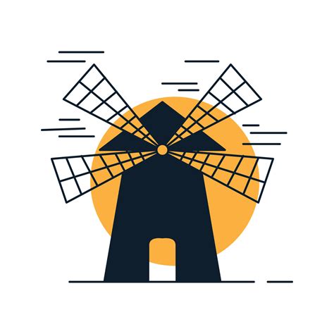 windmill silhouette with sunset logo vector icon design 5548387 Vector ...