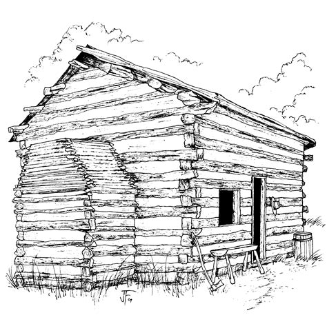 Abraham Lincoln Log Cabin Coloring Page