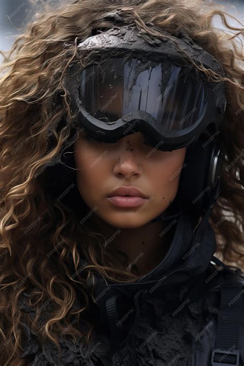 Premium Ai Image A Woman Wearing Black Goggles And A Black Jacket