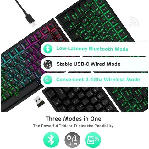RK Royal Kludge Rk Tri Mode Hot Swapable RGB Mechanical Gaming Keyboard Keys Compact