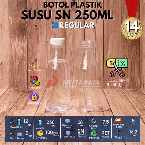 Promo Botol Plastik Pet Ml Susu Milk Minuman Jus Kopi Tutup Sn Wib