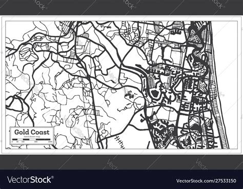 Gold Coast Australia City Map In Black And White Vector Image