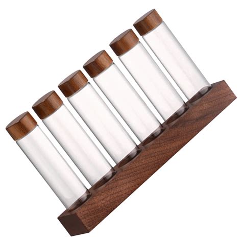 1 Set Coffee Bean Storage Tubes Glass Coffee Bean Vials With Lids And