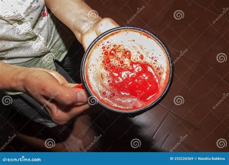 Freshly Made Tomato Juice In A Mug Diet Concept For A Healthy Lifestyle Stock Image Image Of