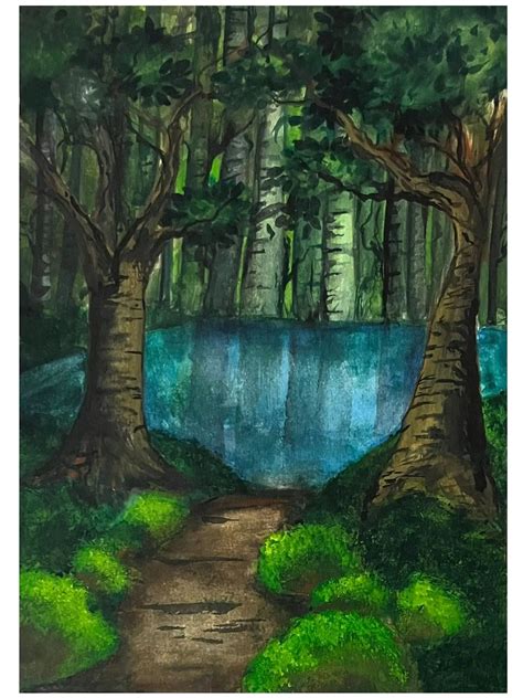 Forest With Lake Landscape | Watercolor Painting | Ayushi | Exotic ...