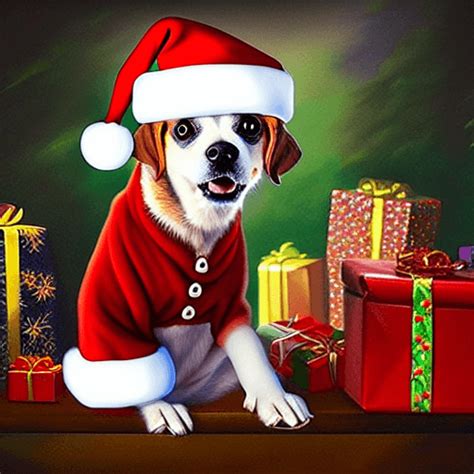 Christmas Dog Painting 8k · Creative Fabrica