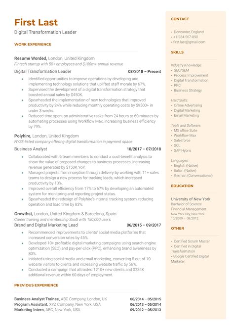 4 Digital Transformation CV Examples for 2026 | Resume Worded