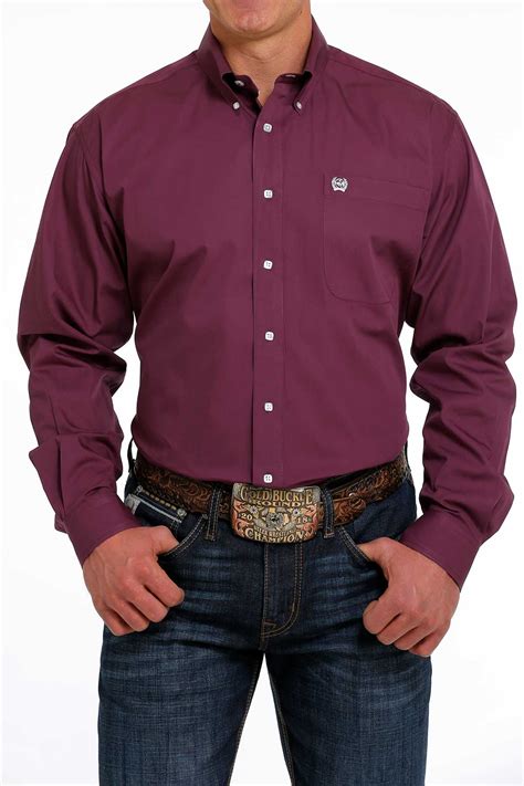 Mens Cinch Solid Purple Button Down Shirt Mtw1105484 High Country