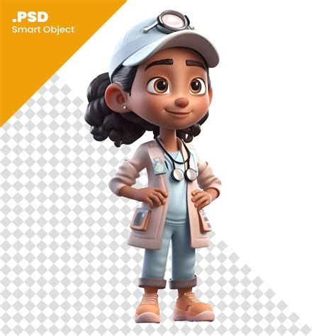 Premium Psd Cartoon Character Of A Girl With A Stethoscope And Cap