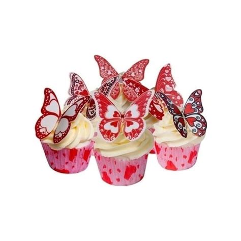 Cda Products Valentine Print Edible Butterfly Topper Pack Of 12