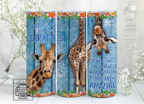 Just A Girl Who Loves Giraffes Oz Skinny Tumbler Png Giraffe Tumbler